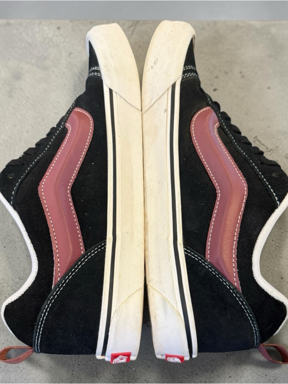 Vans Knu Skool Mens Skateboarding Casual Sneakers Black Port Red White - Picture 4 of 5